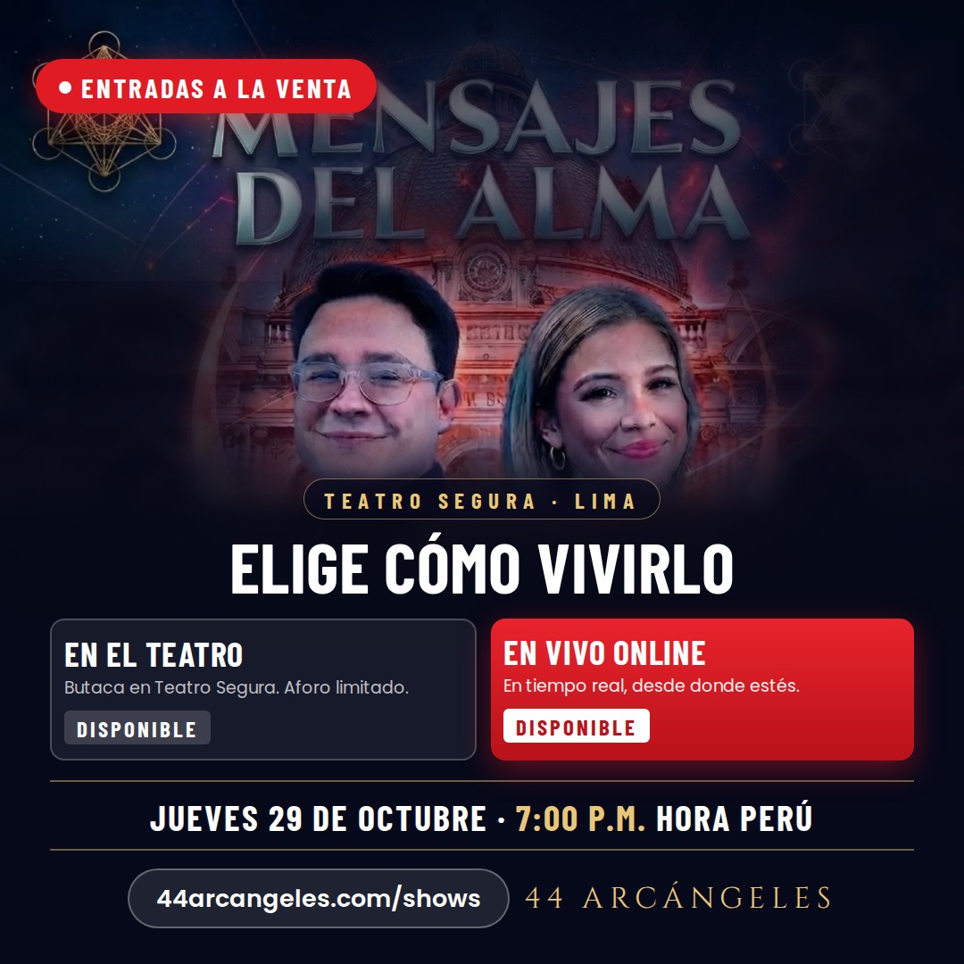 Afiche del show en vivo Mensajes del Alma — 44 Arcángeles.
